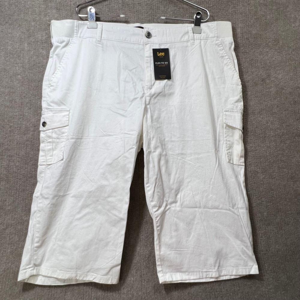 Lee Flex Mens Cargo Shorts White Size 22W Av Regular NEW NWT